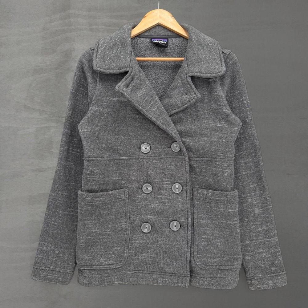 Patagonia Better Sweater Pea Coat Gray Double Breasted Fleece Jacket Medium